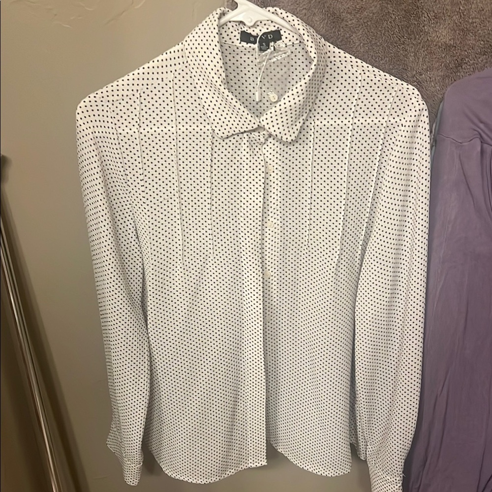 BLVD Black and White Polka Dot Top